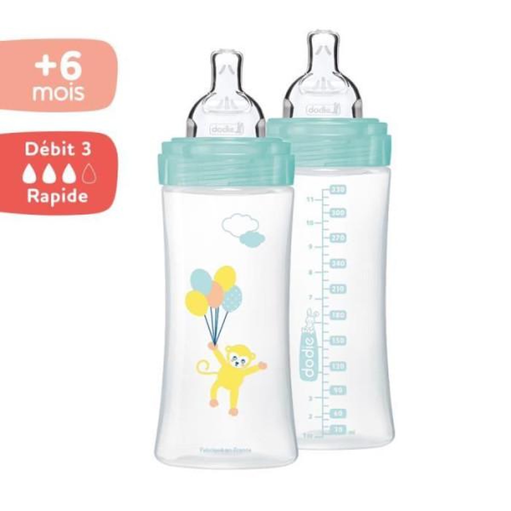 Voir la diapositive 3 : DODIE Dodie Biberon Sensation+ Anti-Coliques +6m Ballons Lot de 2 x 330ml