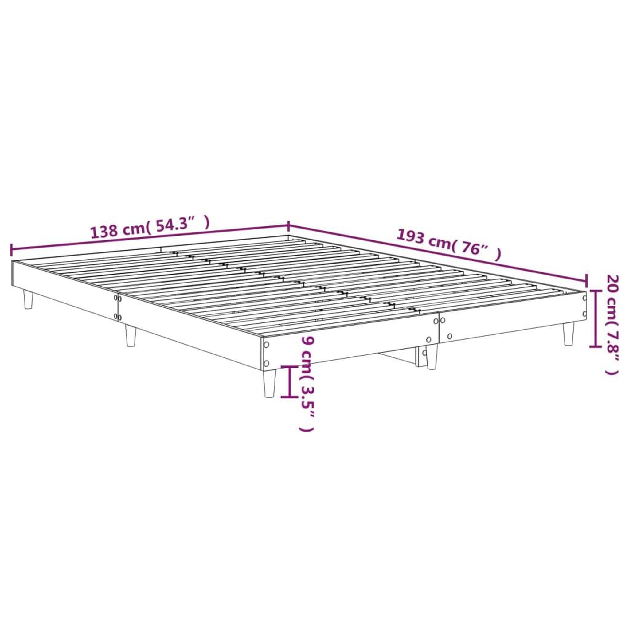 Voir la diapositive 6 : VIDAXL Cadre de lit sans matelas chene marron 135x190 cm