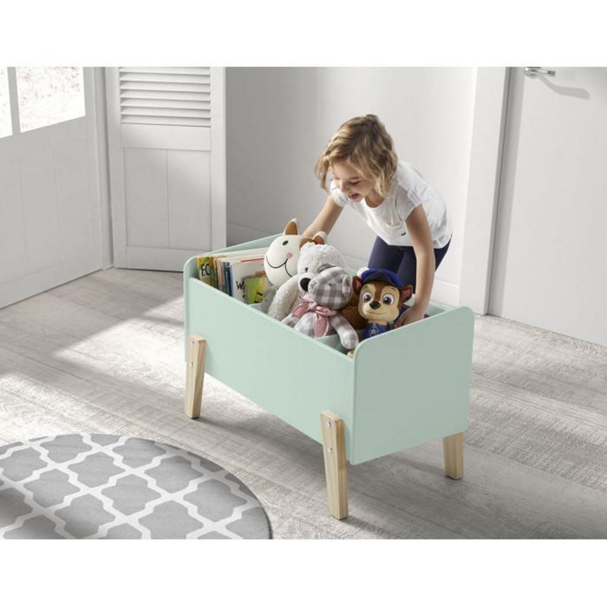Paris Prix Pack - Lit Enfant, Chevet & Coffre  Kiddy  90x200cm Vert Menthe