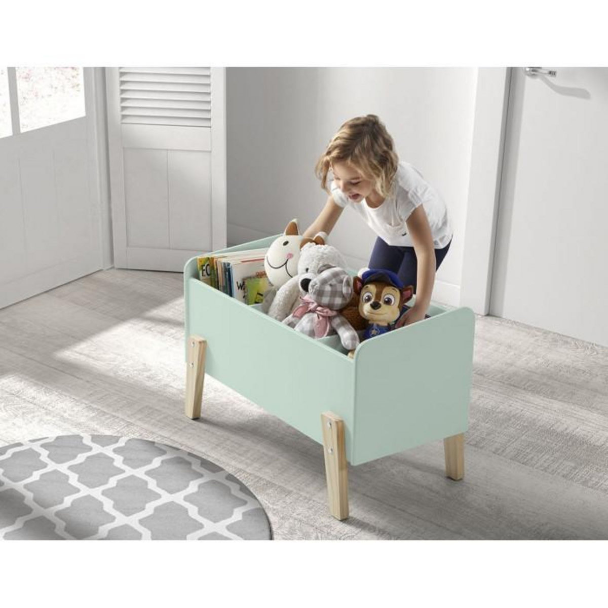 Paris Prix Pack - Lit Enfant, Chevet & Coffre  Kiddy  90x200cm Vert Menthe