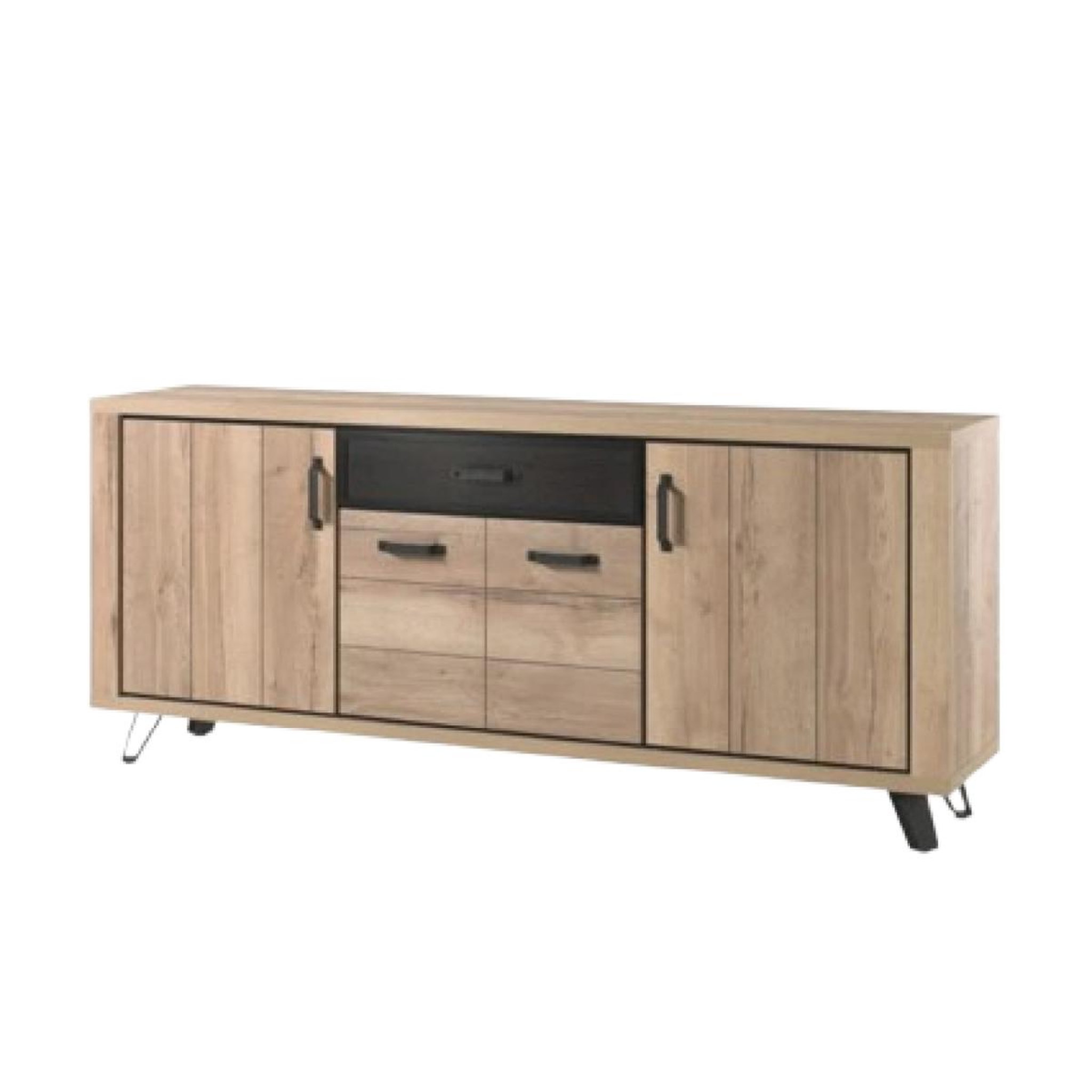 JLC KREATION Buffet industriel 4 portes et 1 tiroir bois et métal ERIA