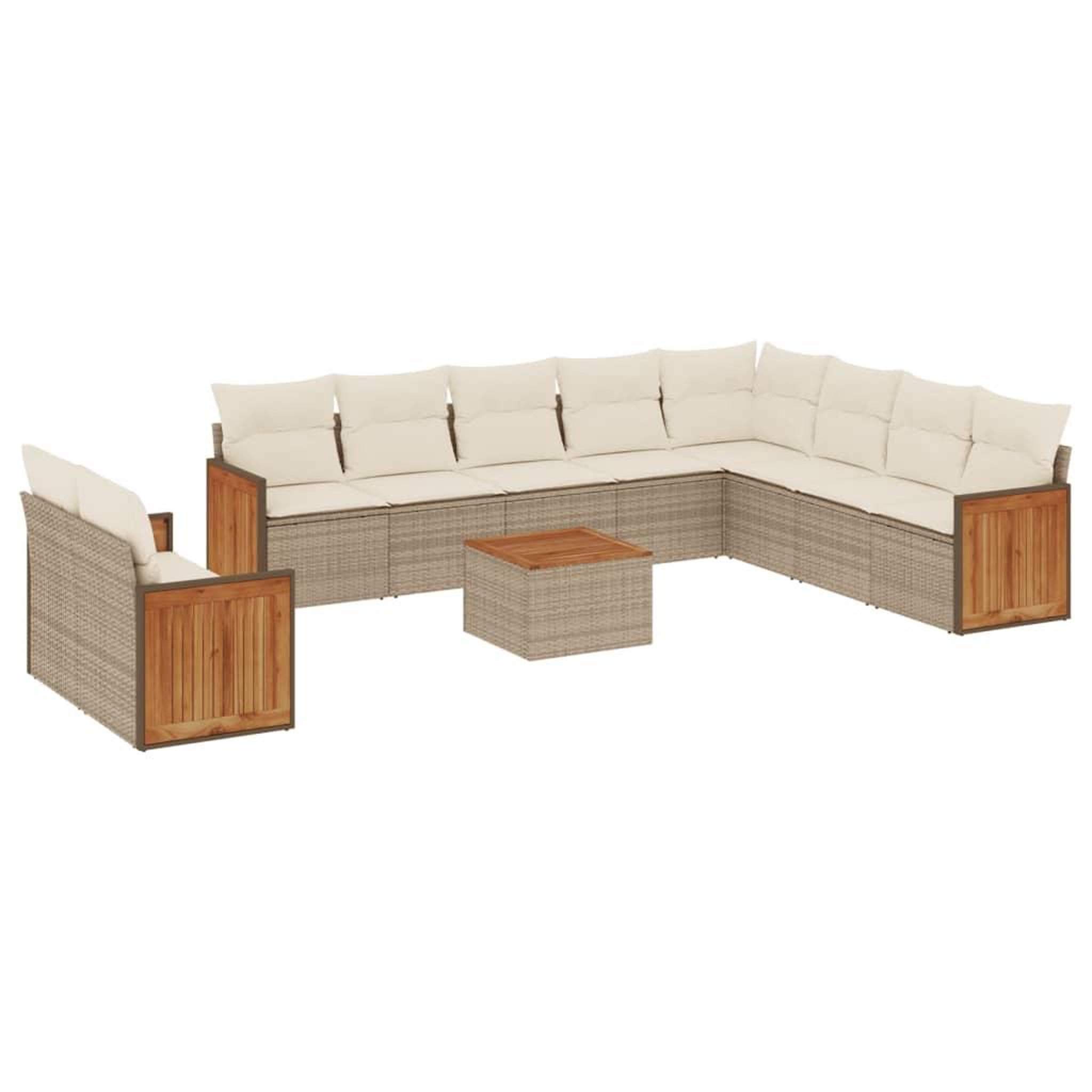 Voir la diapositive 2 : VIDAXL Salon de jardin 11 pcs avec coussins beige resine tressee