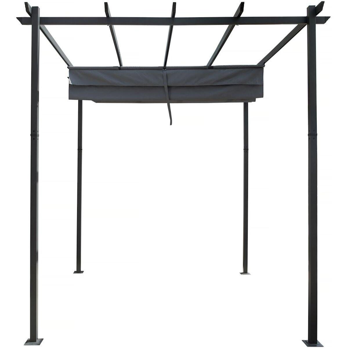Habitat et Jardin Pergola en aluminium avec toit rétractable - 3 x 3 m - Gris