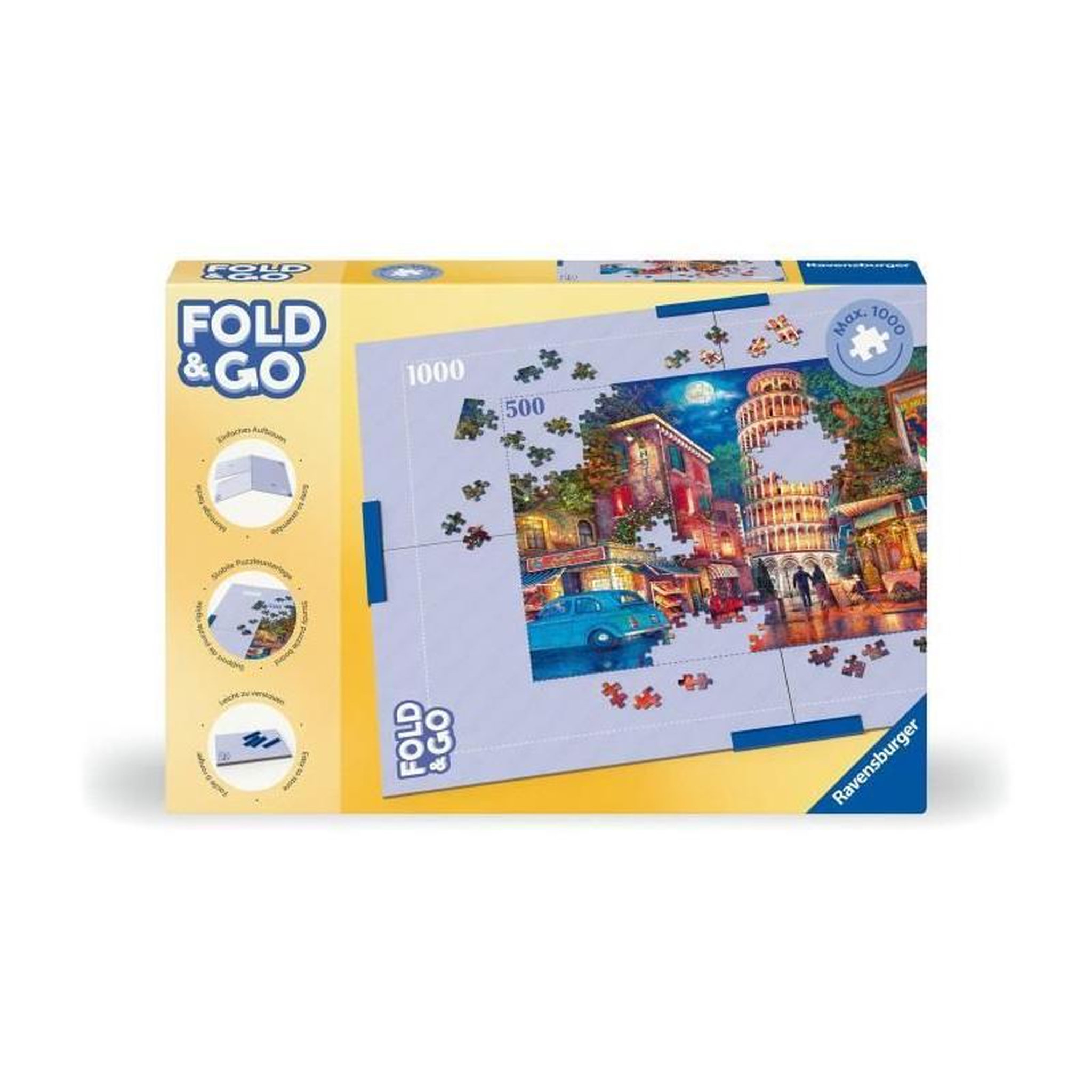 RAVENSBURGER Plateau pour puzzle pliable en carton – Ravensburger – Jusqu’à 1000 pièces – Avec pinces – 17971