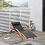 Voir la diapositive 2 : OUTSUNNY Transat chaise longue design style tropical bois massif naturel coloris beige noir