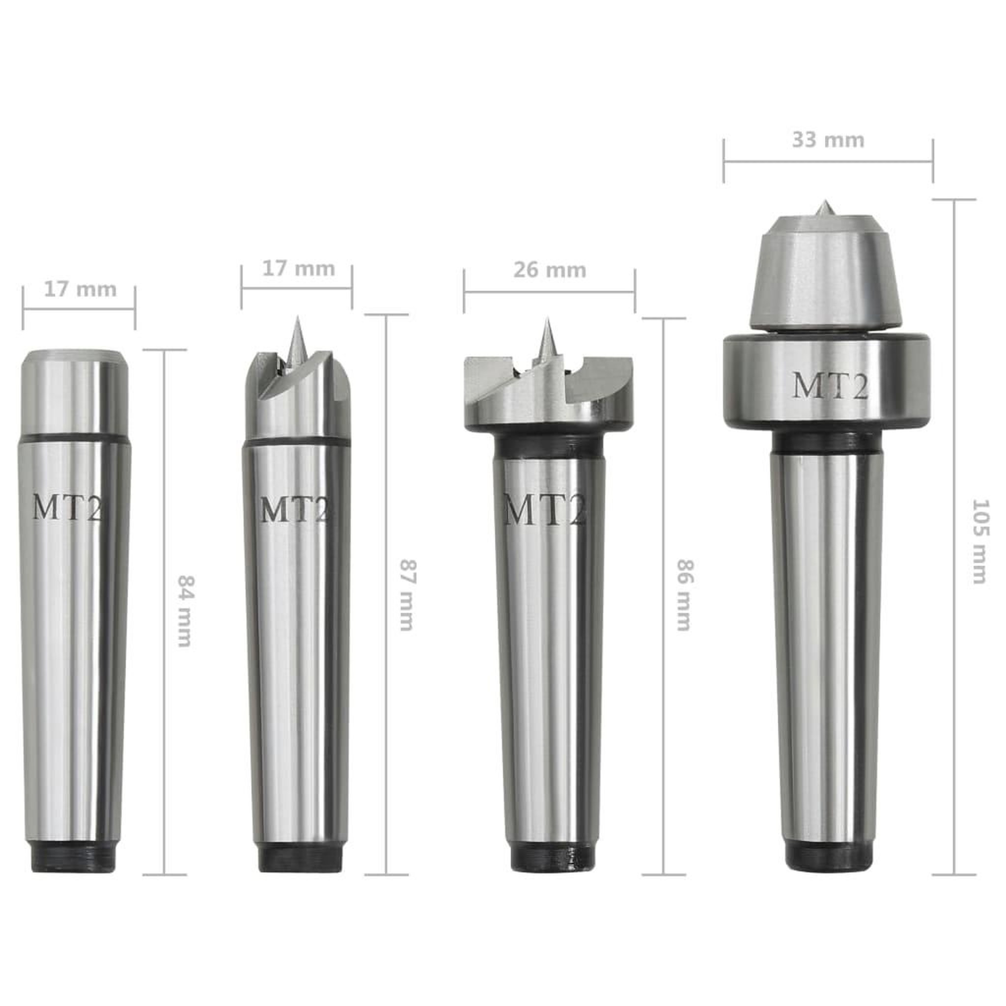Voir la diapositive 6 : VIDAXL Centres de tour a bois 4 pcs MT2 Acier