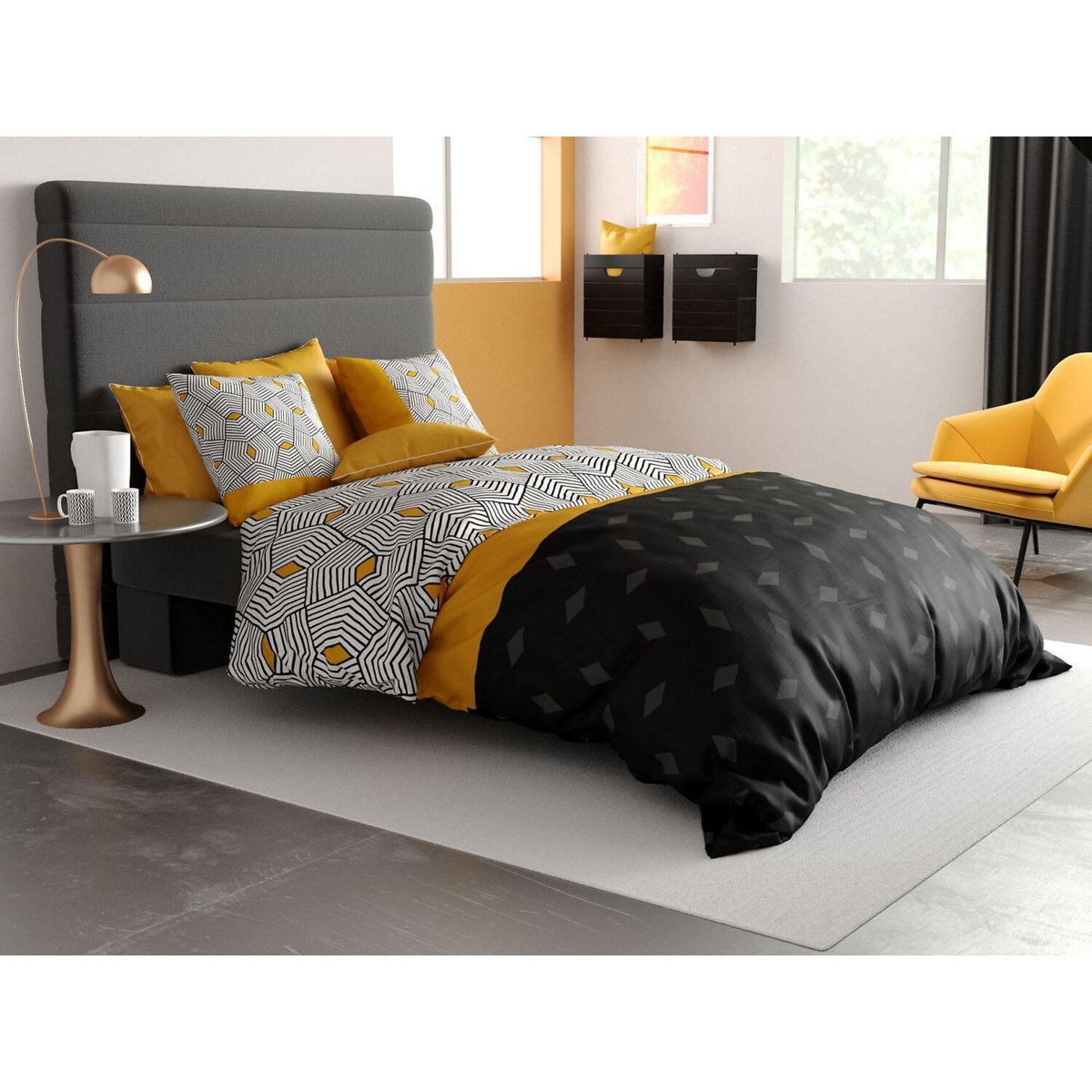 ATELIER DU COTON Parure housse de couette 100%coton 57fils faro