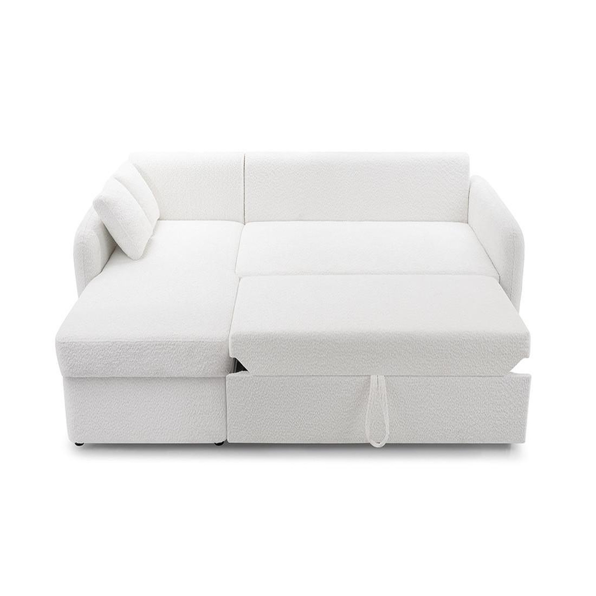Voir la diapositive 3 : BEST MOBILIER Pocatello - canapé d'angle réversible 4 places - convertible avec coffre - en tissu bouclette
