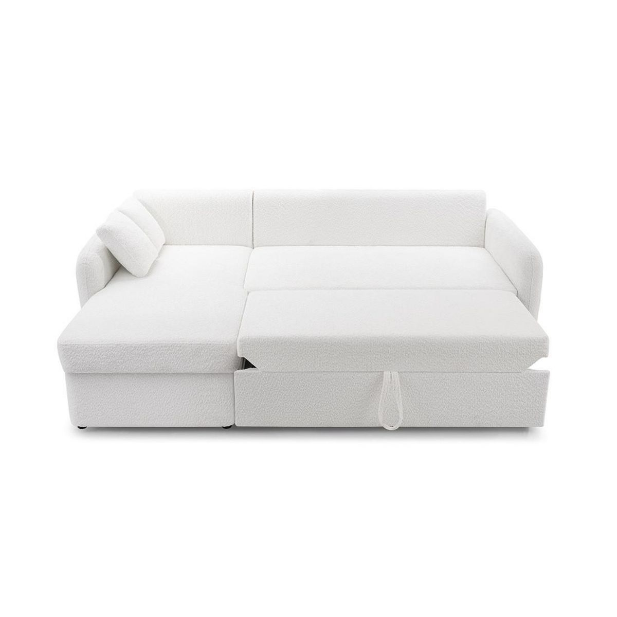 BEST MOBILIER Pocatello - canapé d'angle réversible 4 places - convertible avec coffre - en tissu bouclette