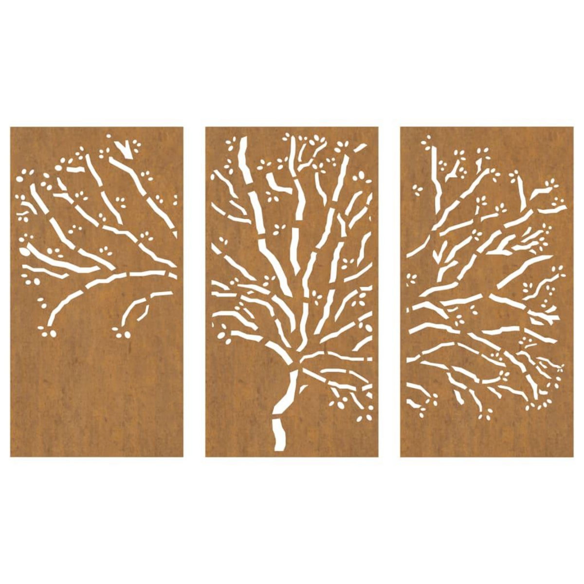 VIDAXL Decorations murales jardin 3 pcs 105x55 cm design d'arbre acier