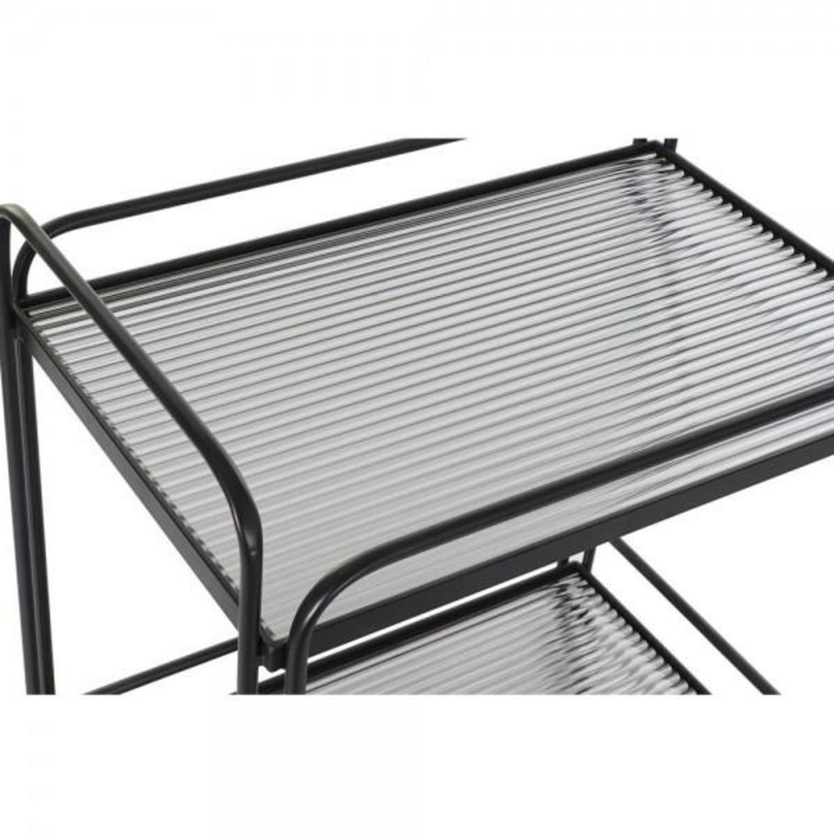 MARKET24 Chariot de service DKD Home Decor Noir Métal Verre 60,5 x 40,5 x 75,5 cm