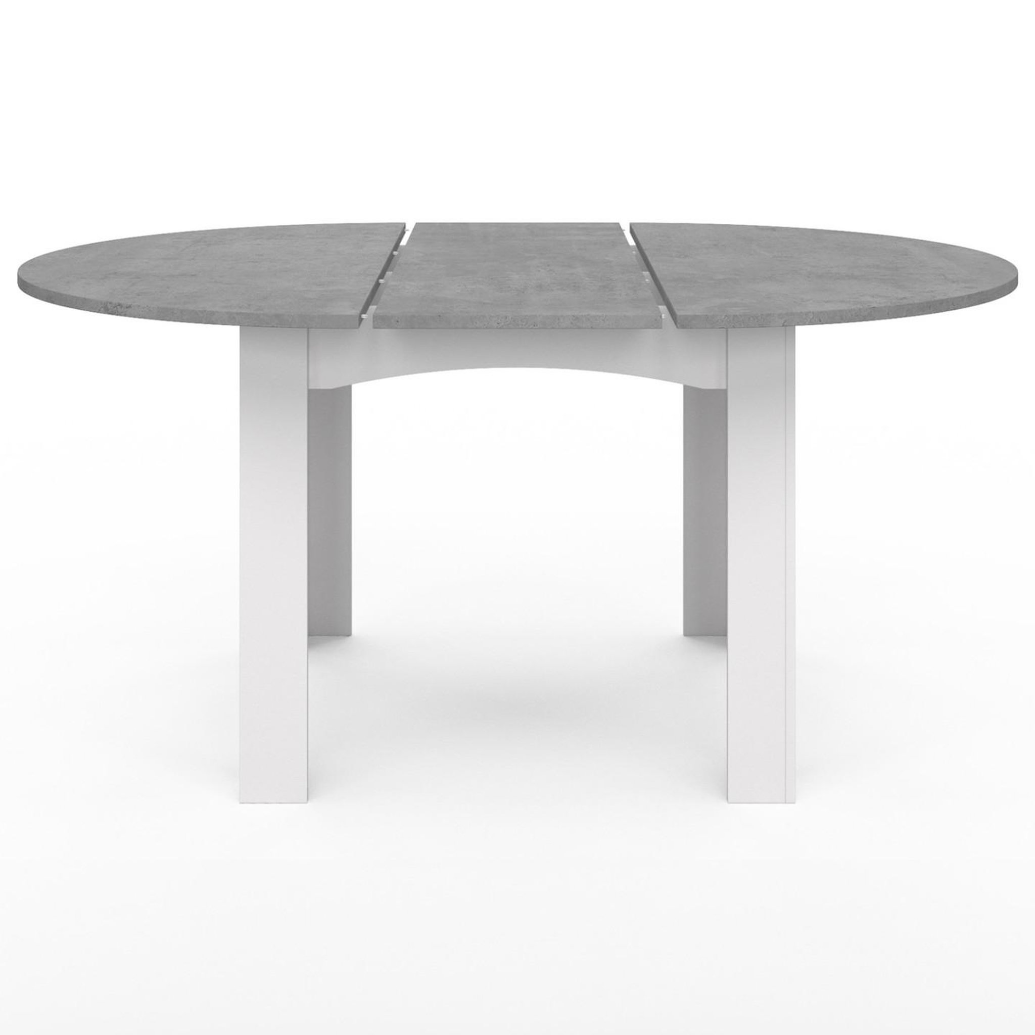 Voir la diapositive 3 : ID MARKET Table à manger extensible ronde dona 4-8 personnes blanc plateau effet béton 110-150 cm