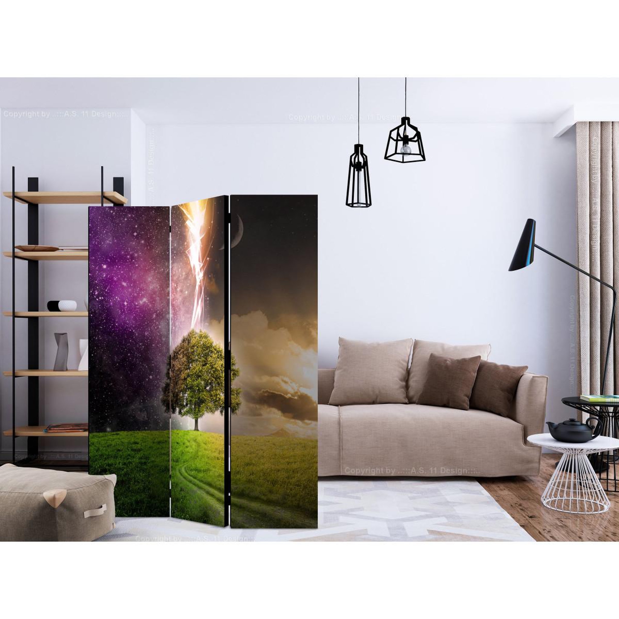 Voir la diapositive 2 : Paris Prix Paravent 3 volets  magic tree  135x172cm