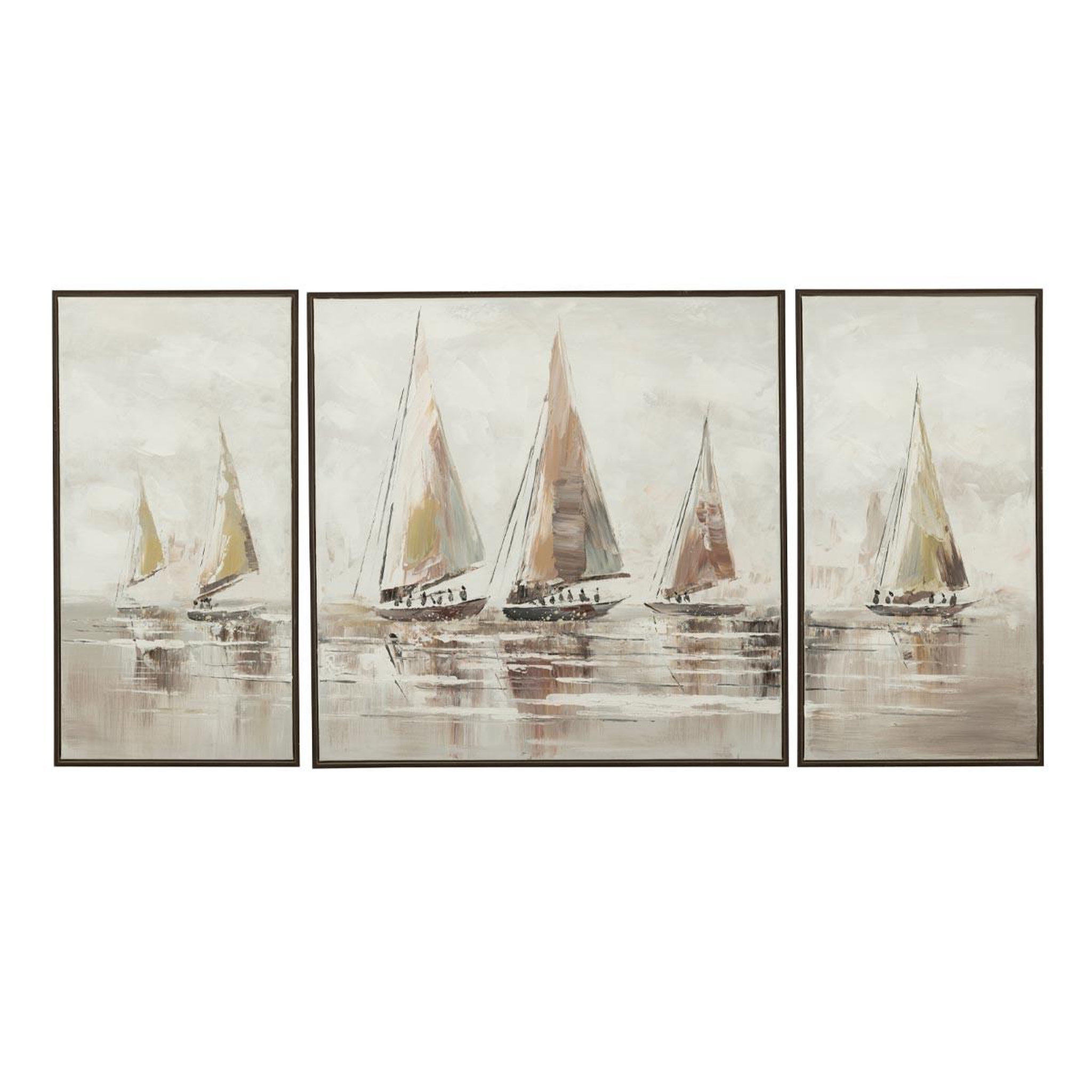 J-LINE Lot de 3 tableaux peinture  hog  72x72cm multicolore