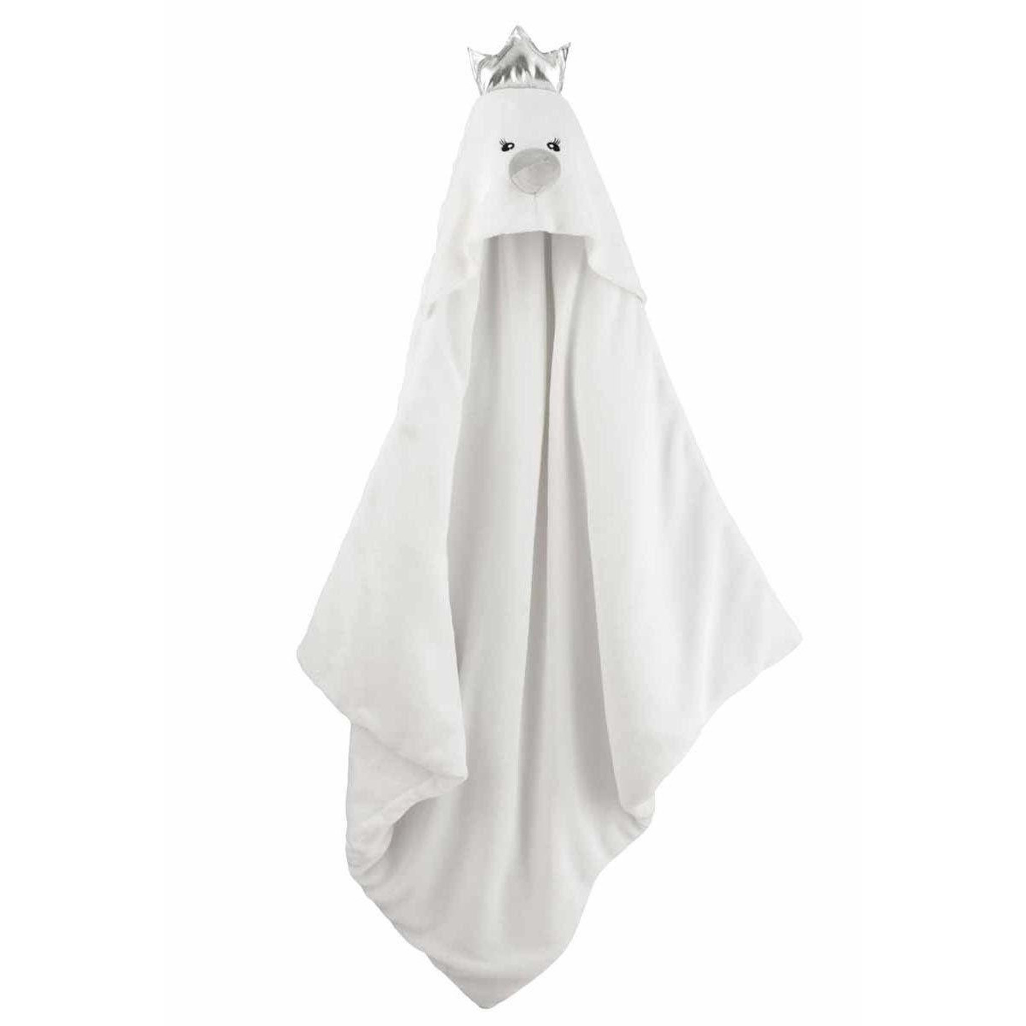 J-LINE Cape de bain enfant  cygne  90x90cm blanc & argent