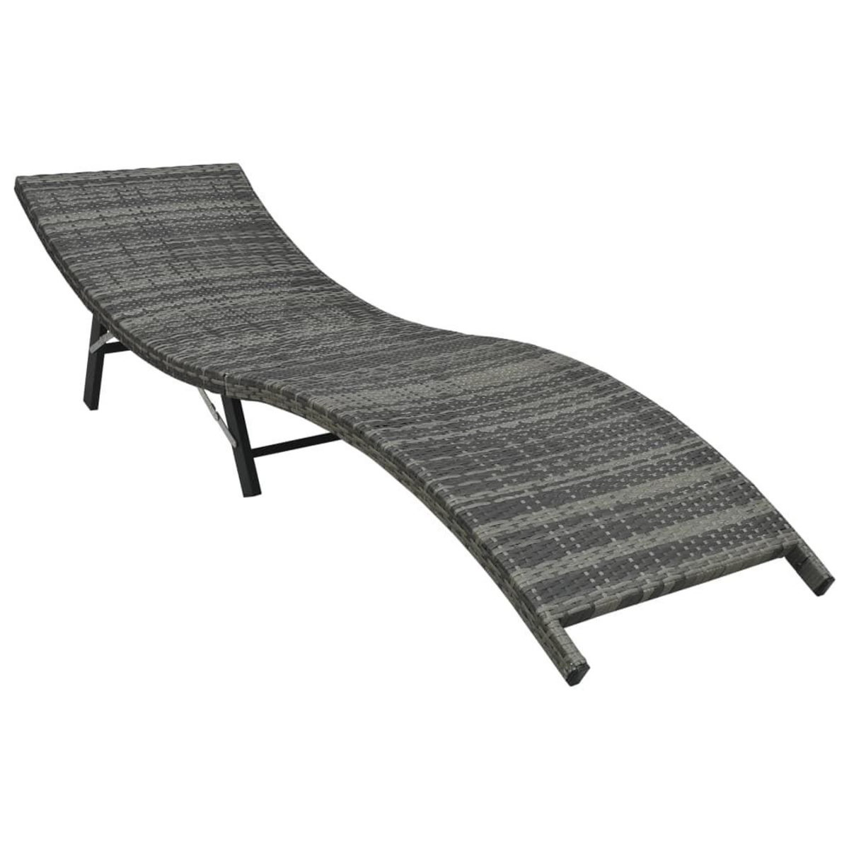 VIDAXL Chaise longue pliable avec coussin Resine tressee Gris