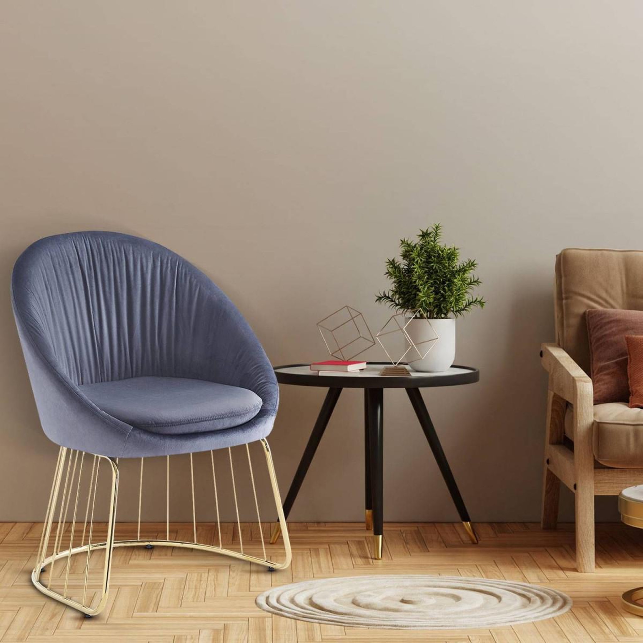 Voir la diapositive 5 : Paris Prix Chaise design en velours  mayra  84cm gris