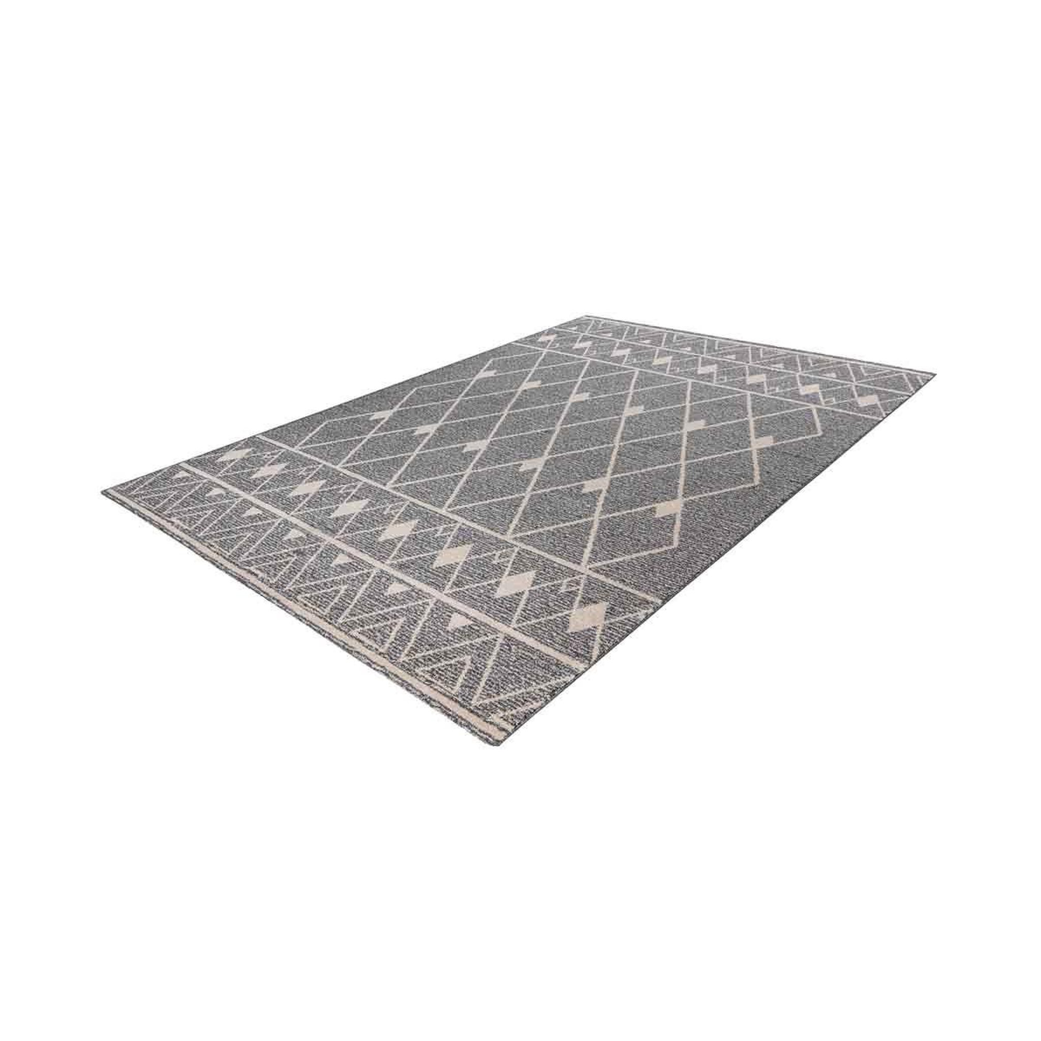 Voir la diapositive 2 : Paris Prix Tapis Tissé Géométrique  Rhombus  Gris & Beige