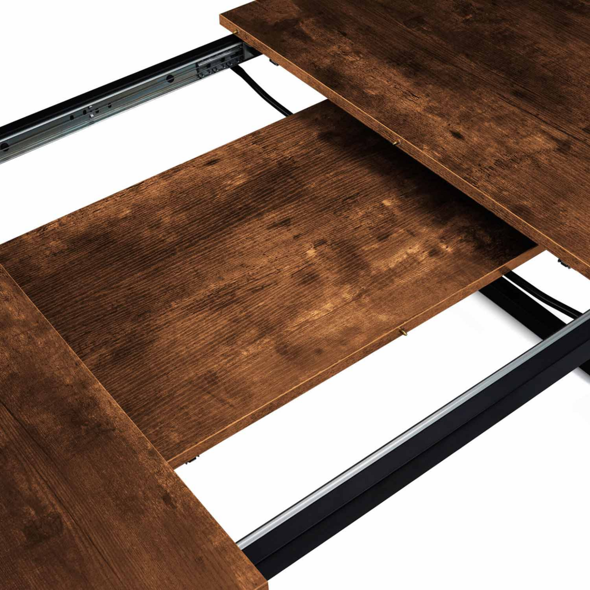 ID MARKET Table à manger extensible rectangle DAYTON 6-10 personnes design industriel 160-200 cm