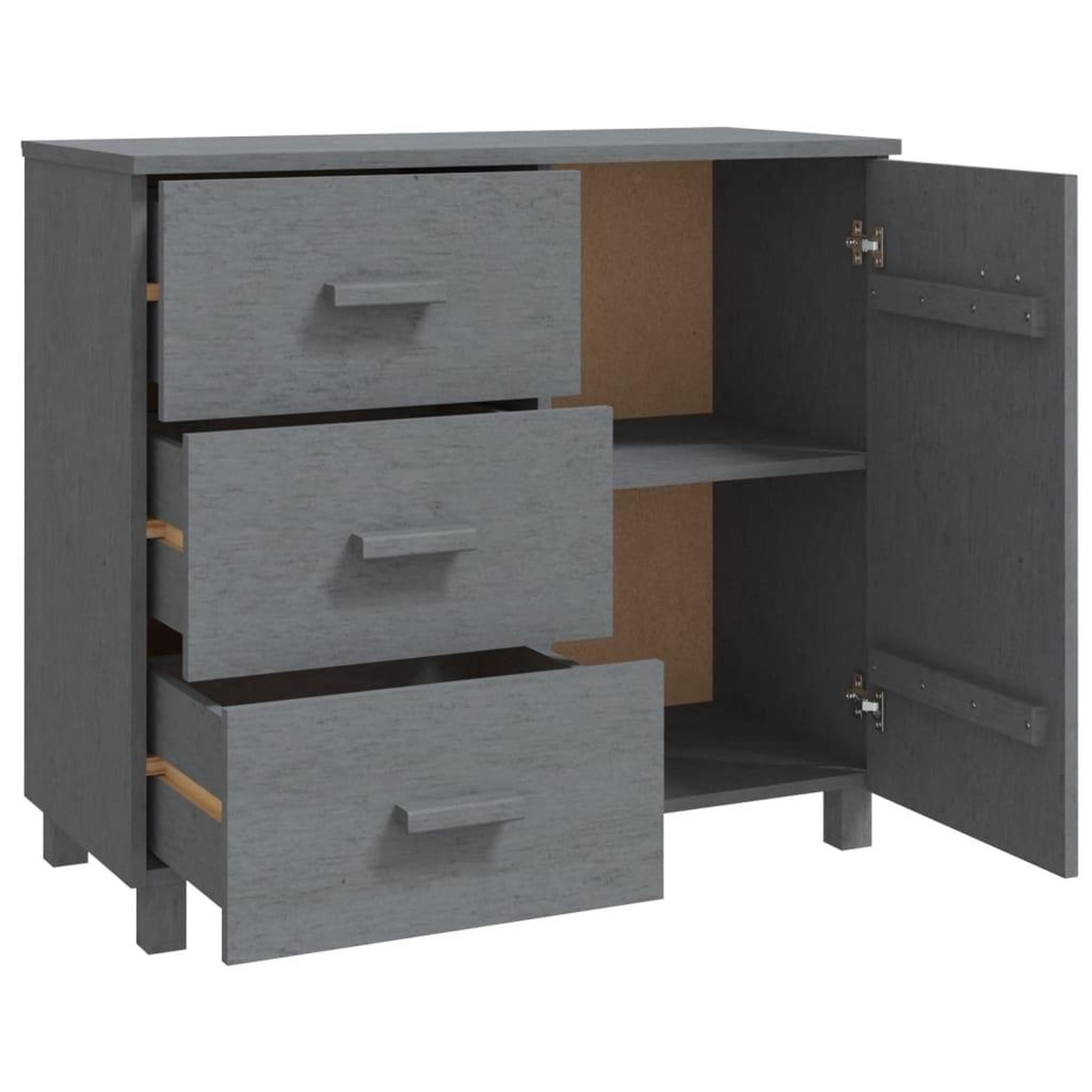 Voir la diapositive 5 : VIDAXL Buffet HAMAR Gris fonce 90x40x80 cm Bois massif de pin