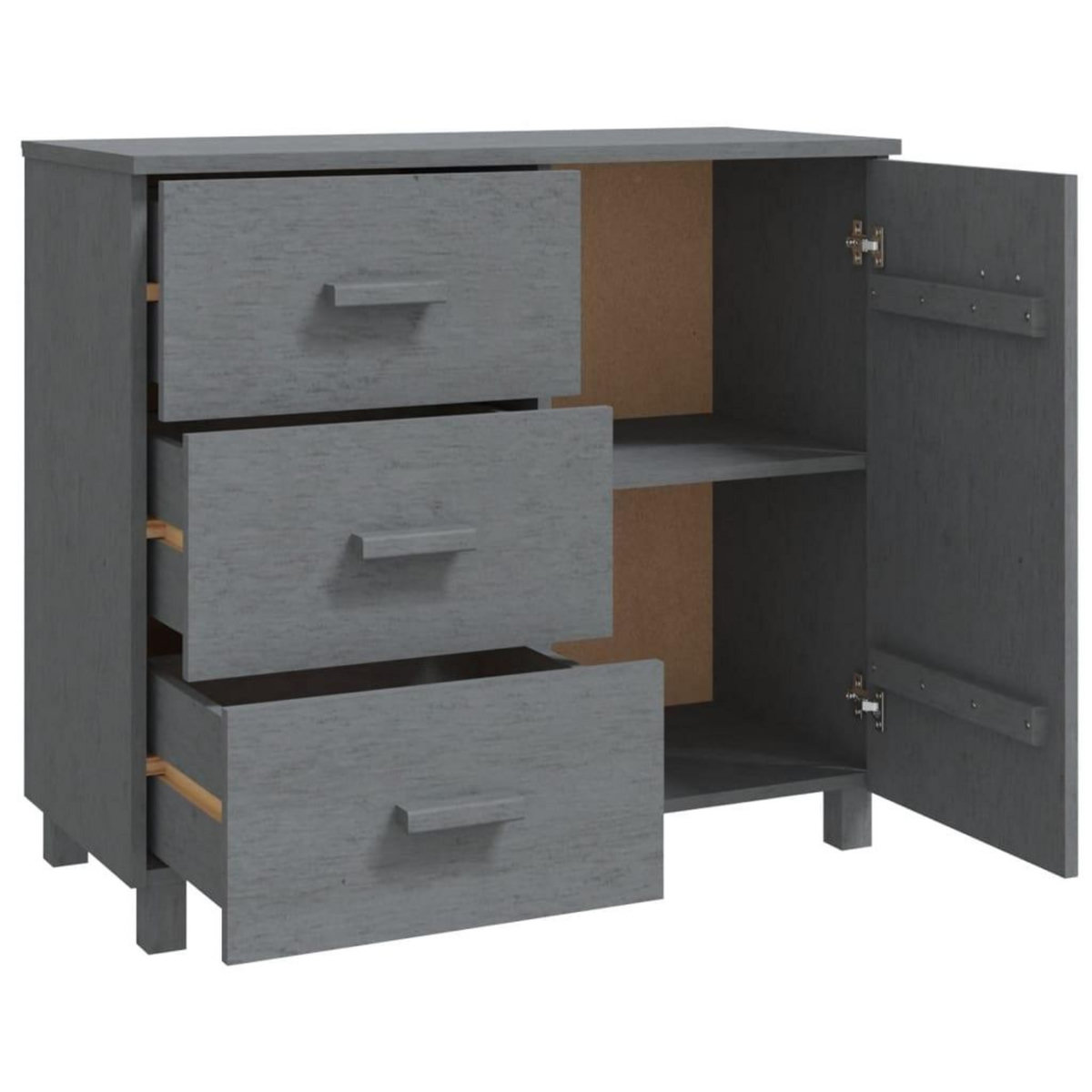 VIDAXL Buffet HAMAR Gris fonce 90x40x80 cm Bois massif de pin