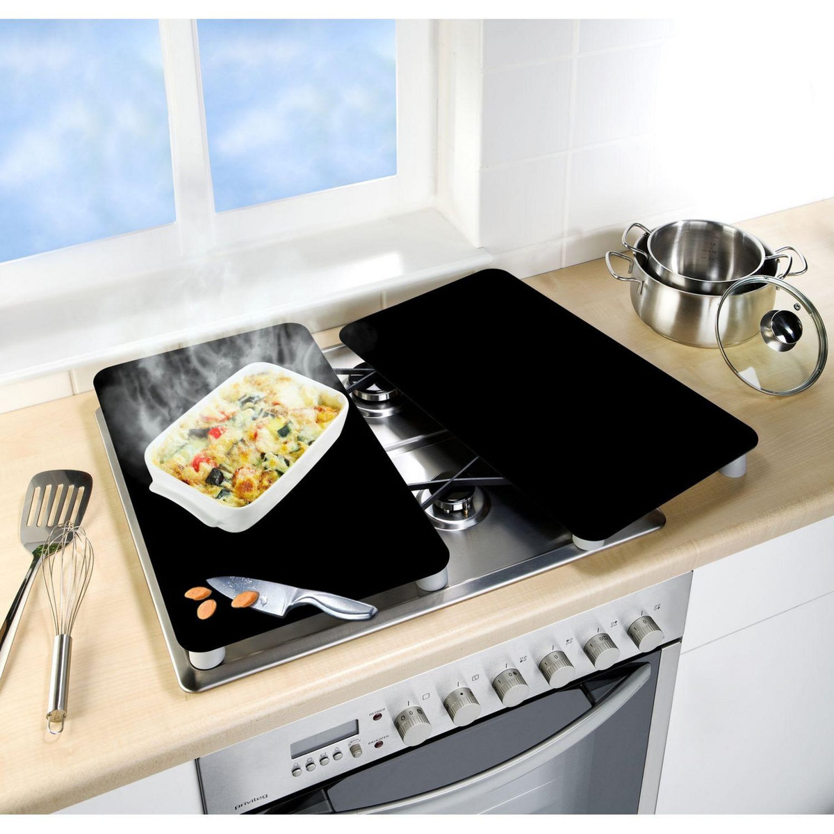 Wenko 2 Couvre-plaques universel Colin - 30 x 52 cm - Noir