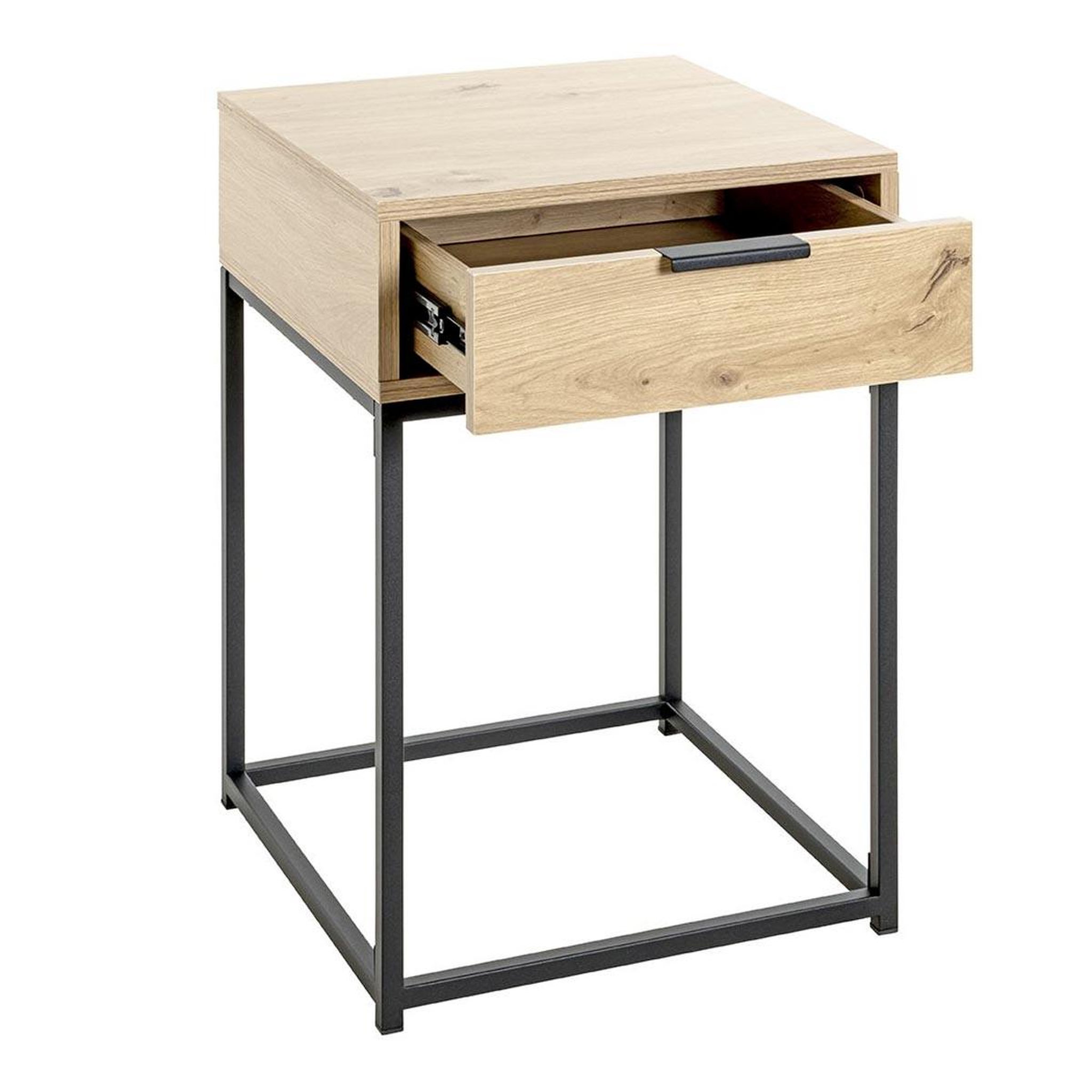 Voir la diapositive 4 : Paris Prix Table de chevet carrée 1 tiroir  maluma  60cm naturel & noir