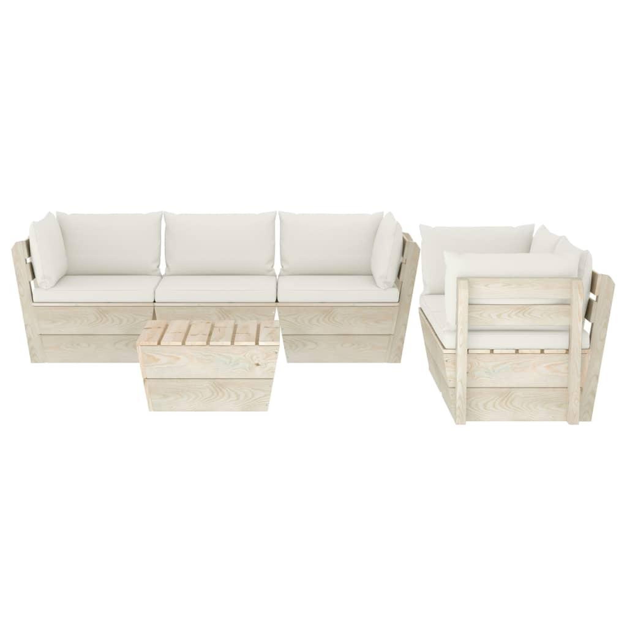 Voir la diapositive 3 : VIDAXL Salon de jardin palette 6 pcs avec coussins Epicea impregne