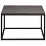 IDIMEX Table basse HADES, table de salon table d'appoint carrée design vintage, plateau en mélaminé béton foncé et cadre en métal noir