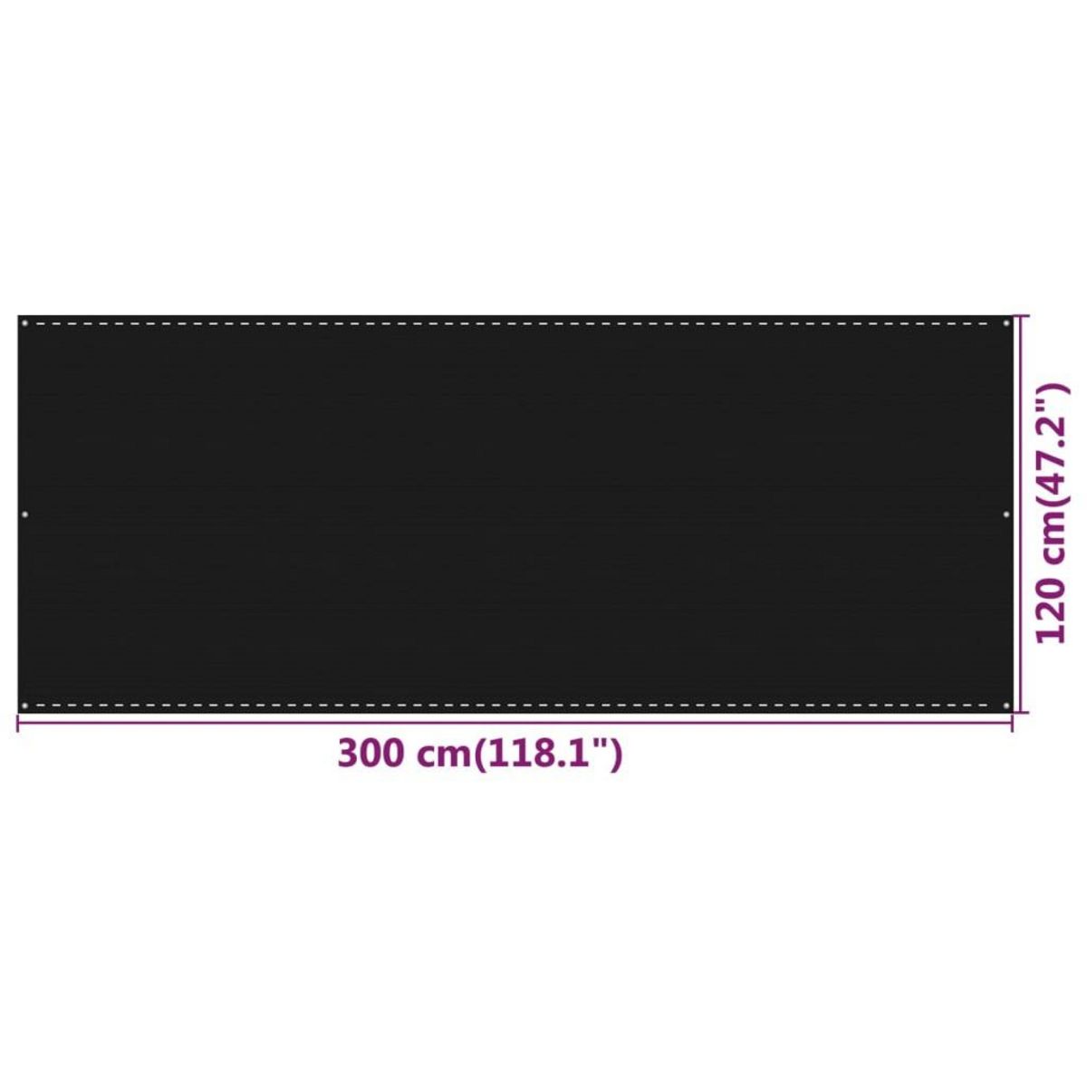 VIDAXL Ecran de balcon Noir 120x300 cm PEHD
