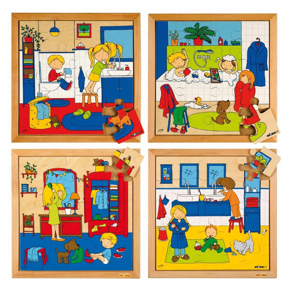 EDUCO Puzzle l'hygiène: lot de 4 puzzles - jeu Montessori