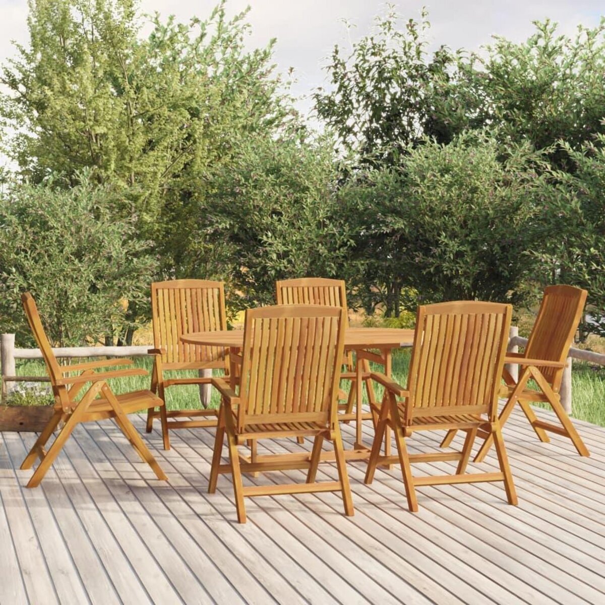 VIDAXL Chaises de jardin inclinables lot de 6 bois massif de teck