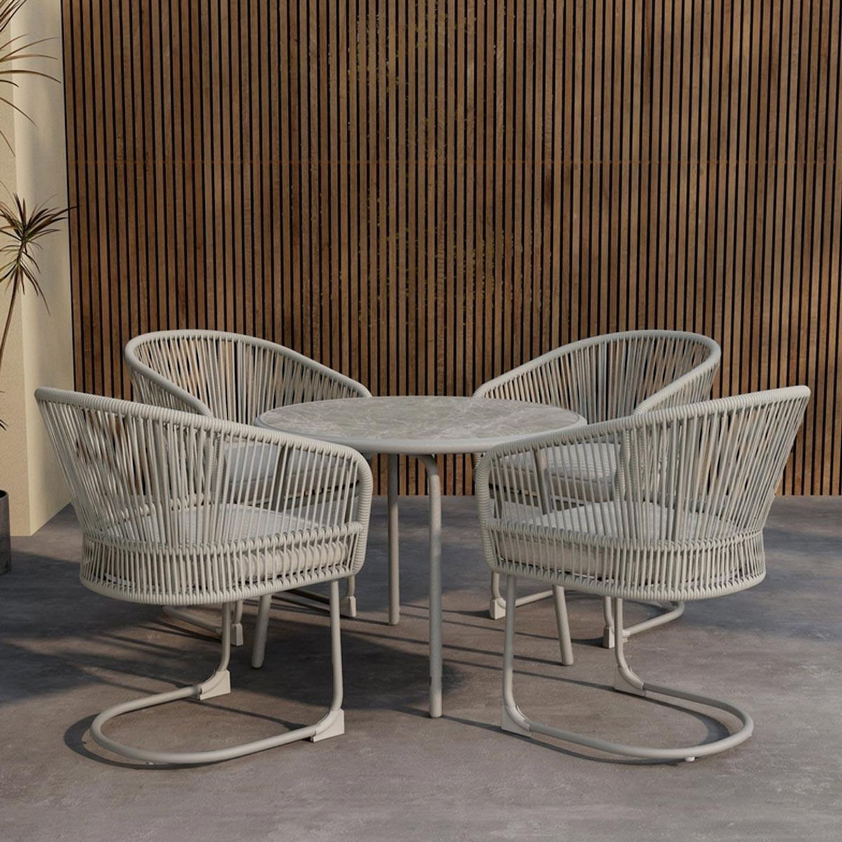 Paris Prix Ensemble Table de Jardin & 4 Chaises  Tilos  90cm Gris