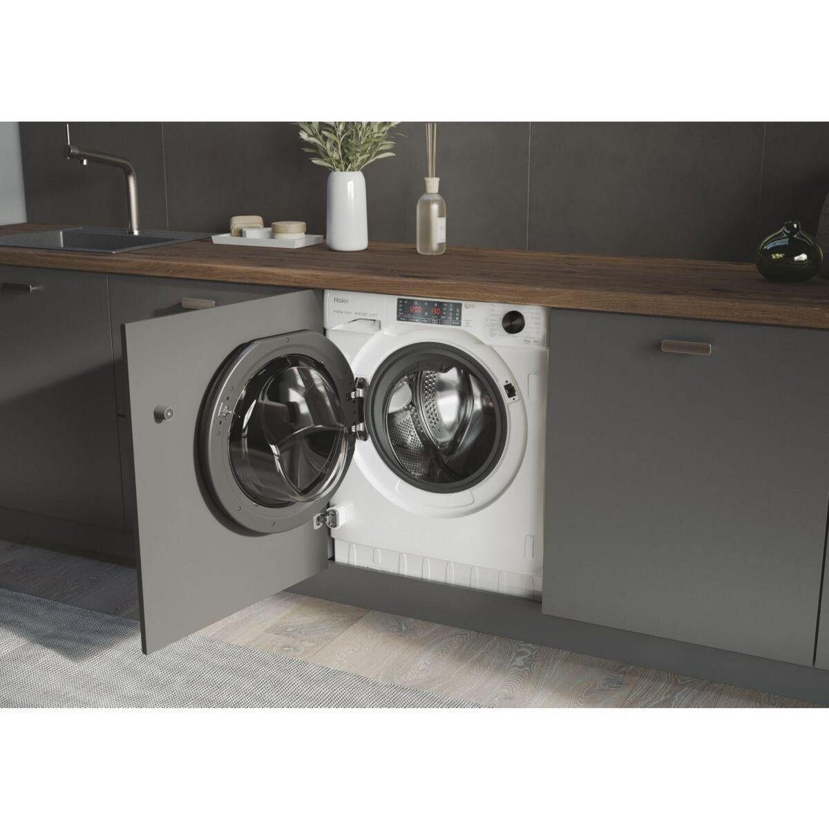 HAIER Lave linge séchant hublot encastrable HWD90B416FWB-FR