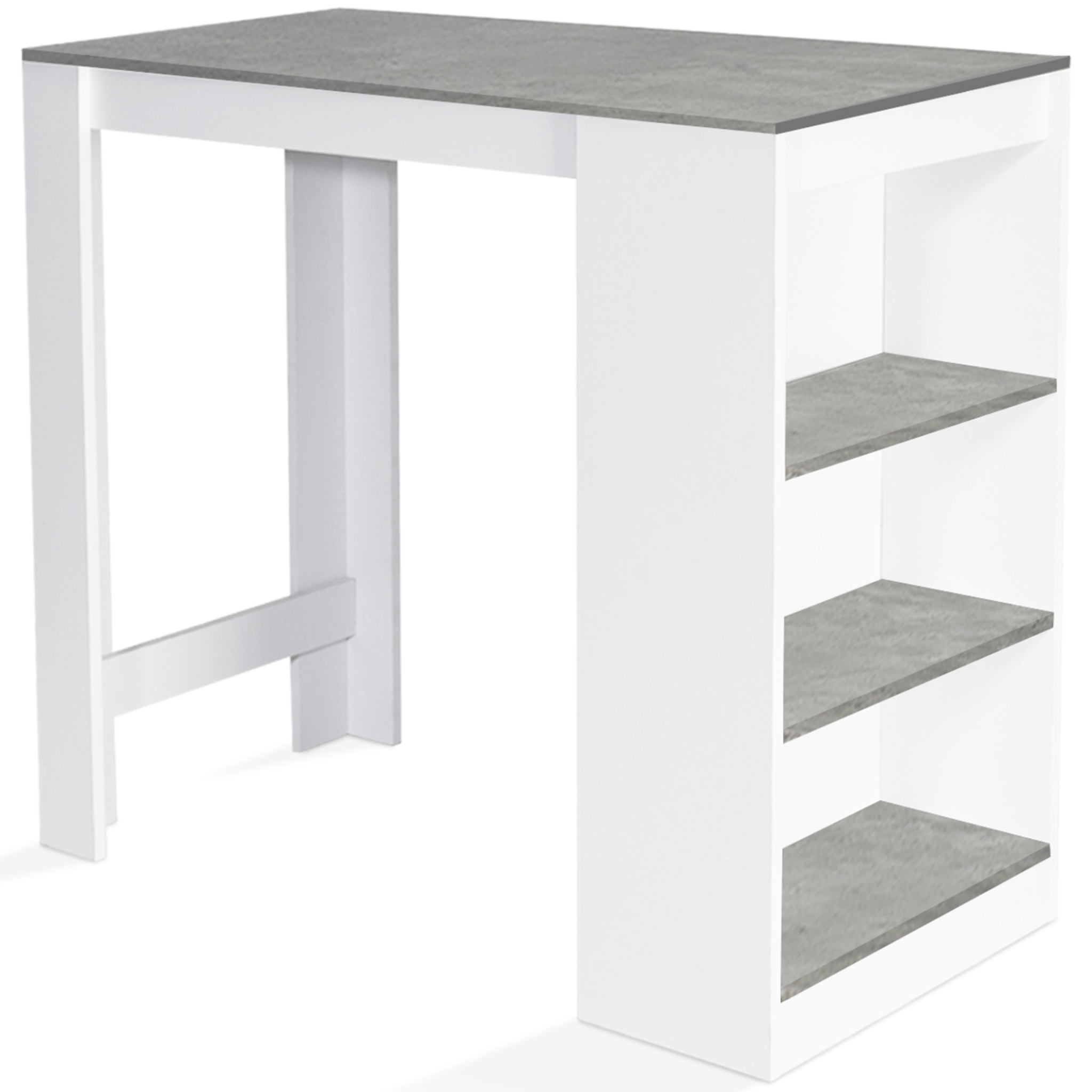 ID MARKET Table de bar barth 2 à 4 personnes bois blanc plateau effet béton