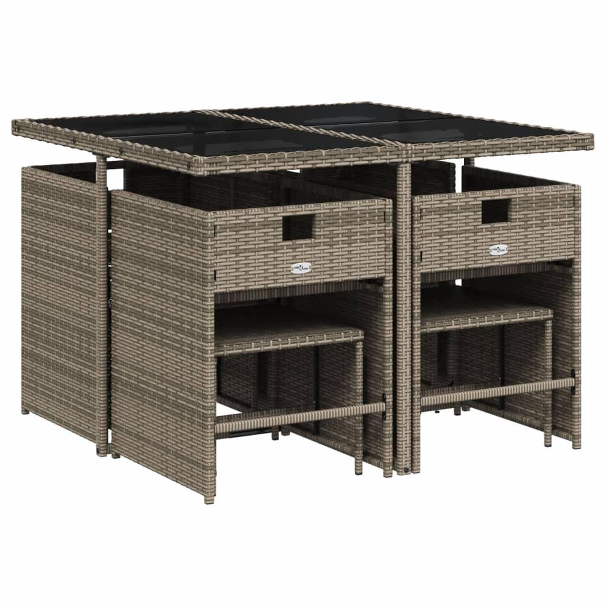 Voir la diapositive 3 : VIDAXL Ensemble a manger de jardin 9 pcs coussins gris resine tressee