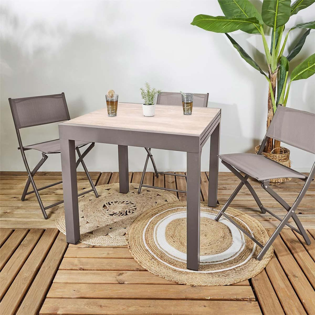 Paris Prix Table de Jardin Extensible  Ornela  80-160cm Naturel