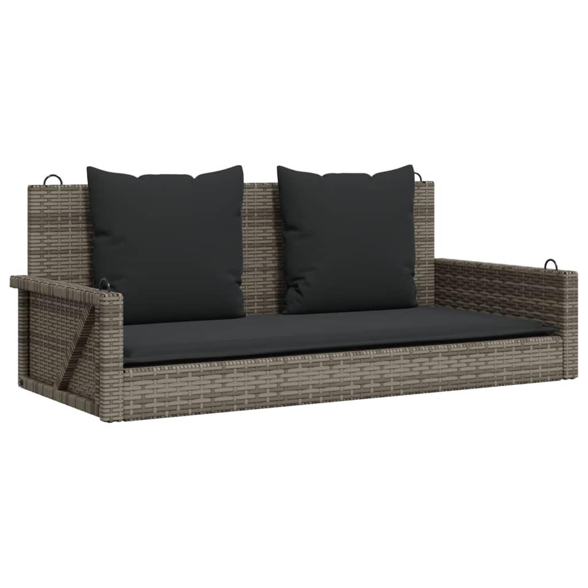 Voir la diapositive 2 : VIDAXL Balancelle avec coussins gris 119x56x48 cm resine tressee