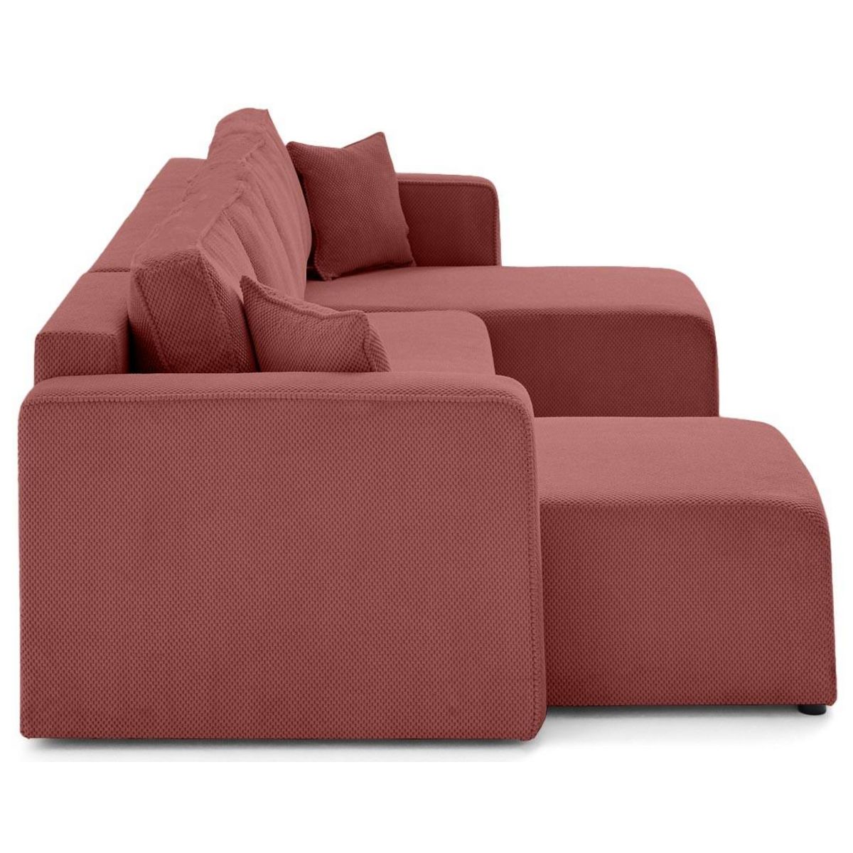 BEST MOBILIER Topaze - canapé panoramique en u 7 places convertible avec coffre en velours texturé