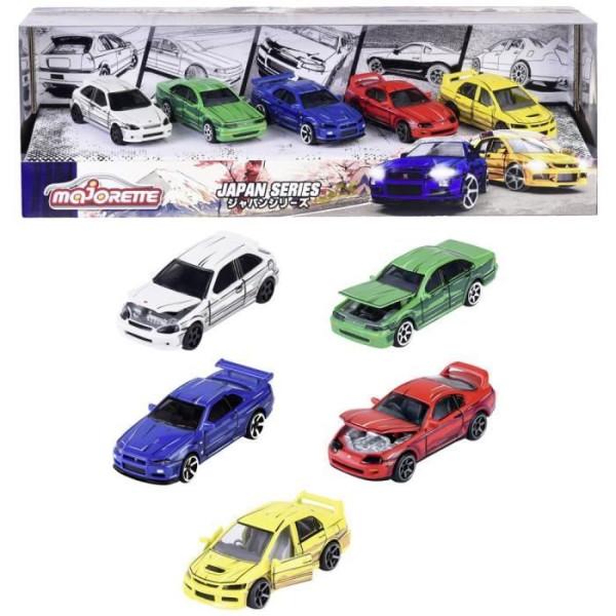Majorette Coffret de véhicules miniatures - majorette - japan series - 5 véhicules en métal - échelle 1/64 - des 3 ans