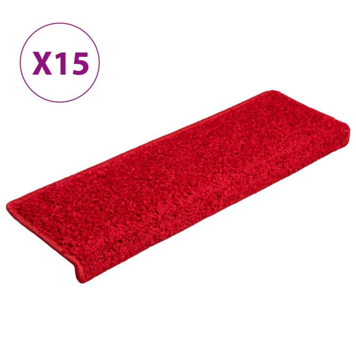 VIDAXL Tapis d'escalier 15 pcs 65x21x4 cm Rouge