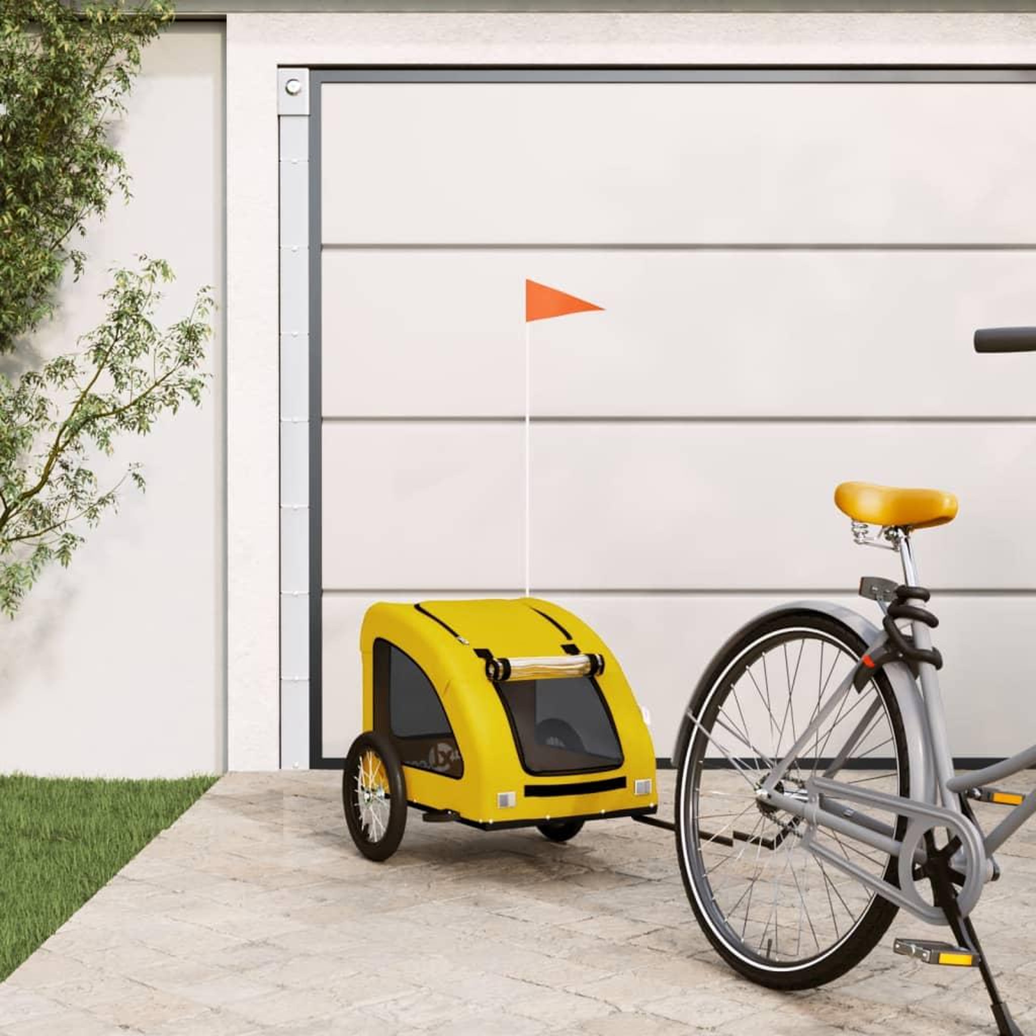 VIDAXL Remorque de velo pour animaux de compagnie jaune