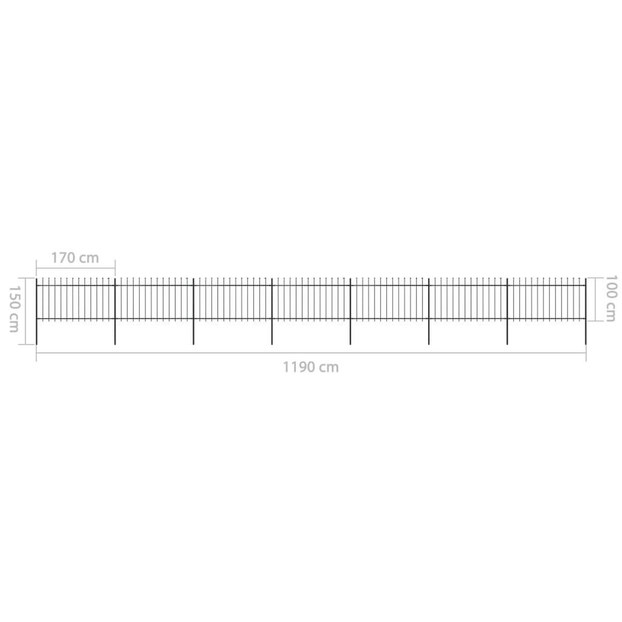 Voir la diapositive 5 : VIDAXL Cloture de jardin avec dessus en lance Acier 11,9 x 1 m Noir