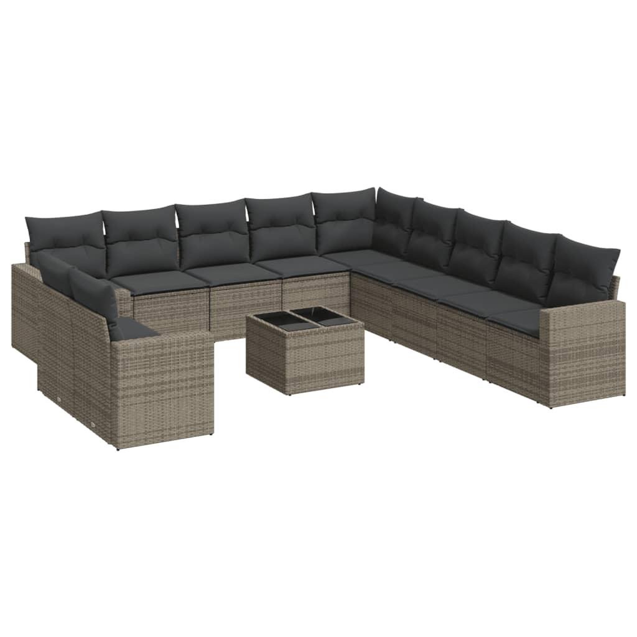 Voir la diapositive 2 : VIDAXL Salon de jardin avec coussins 12 pcs gris resine tressee