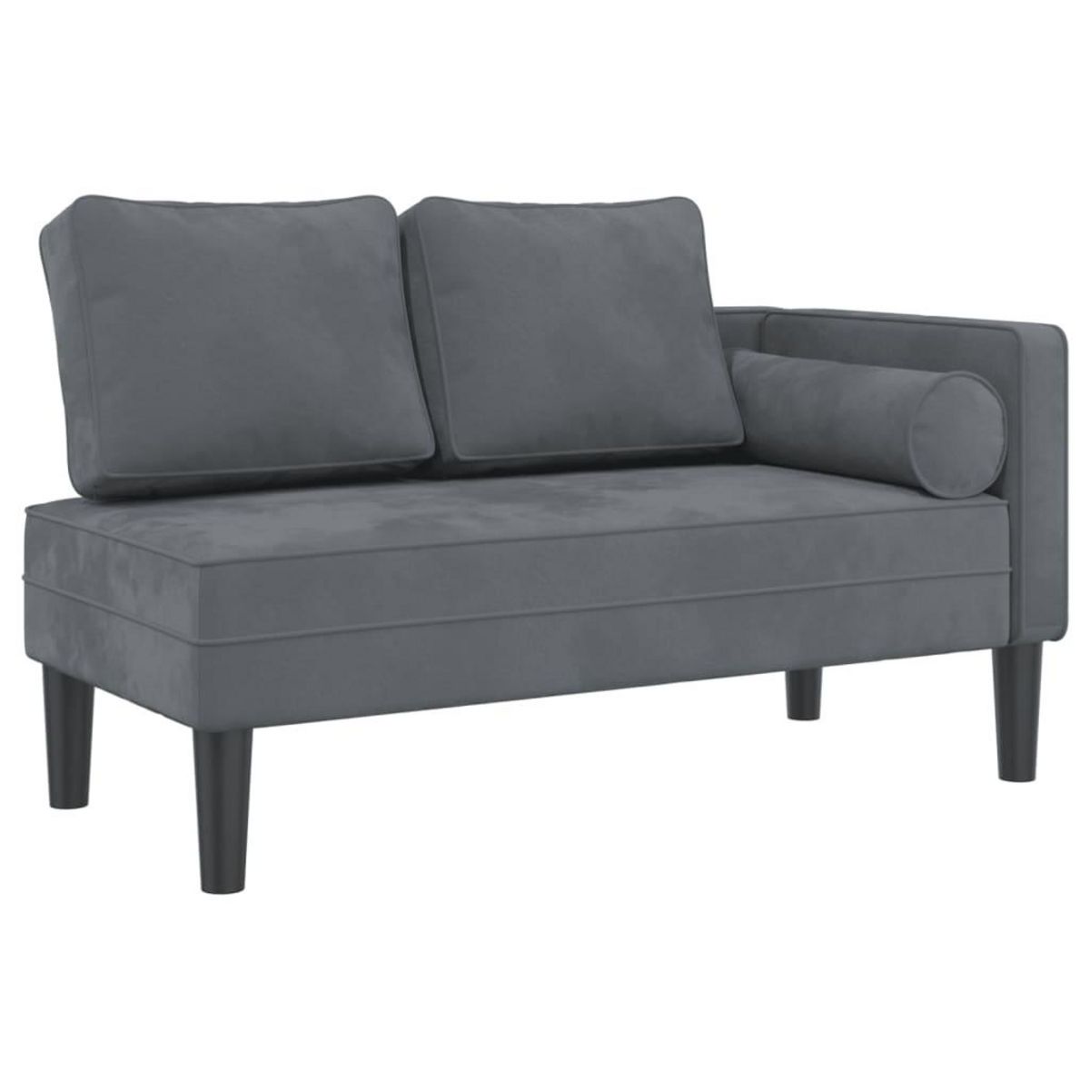 VIDAXL Chaise longue avec coussins gris fonce velours