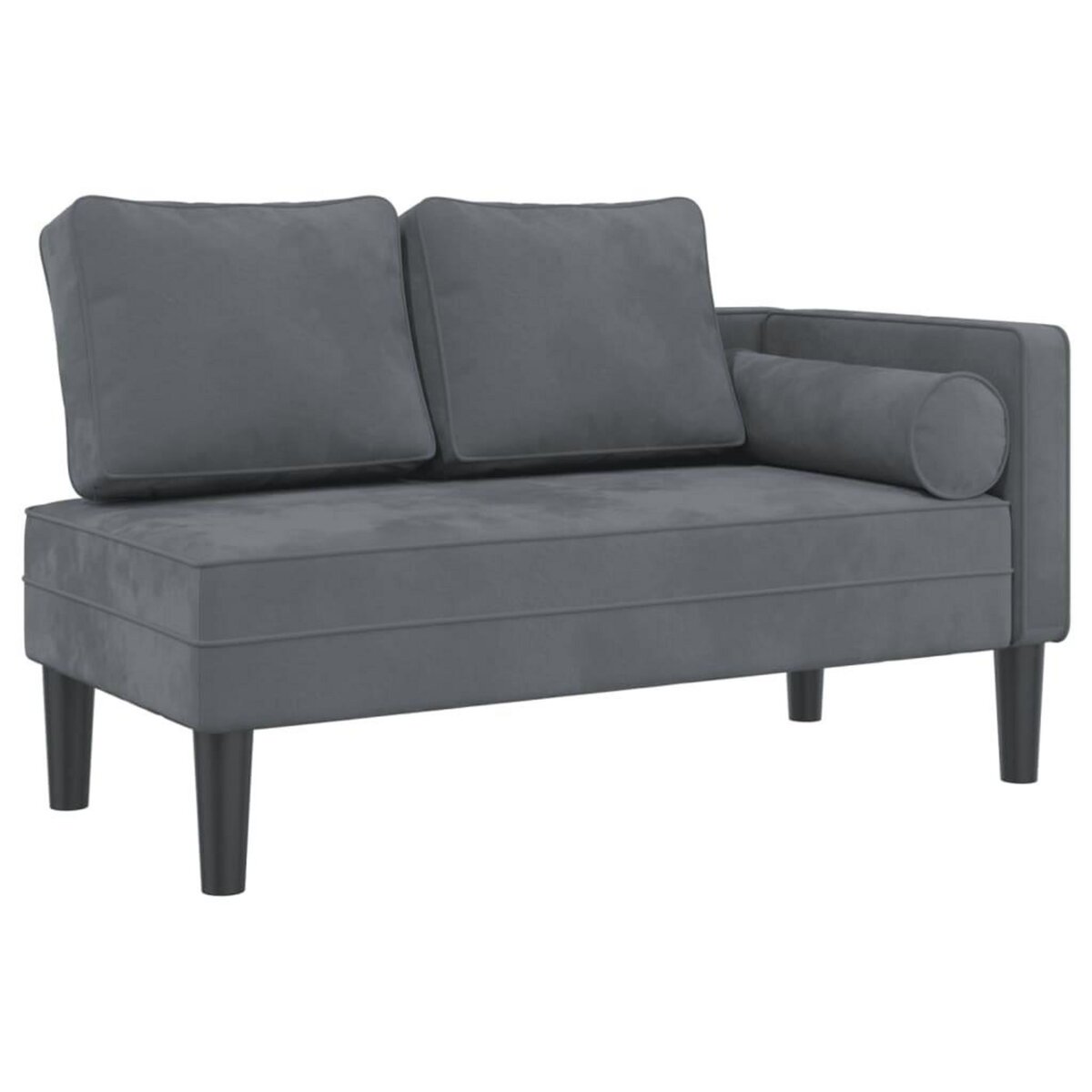 VIDAXL Chaise longue avec coussins gris fonce velours