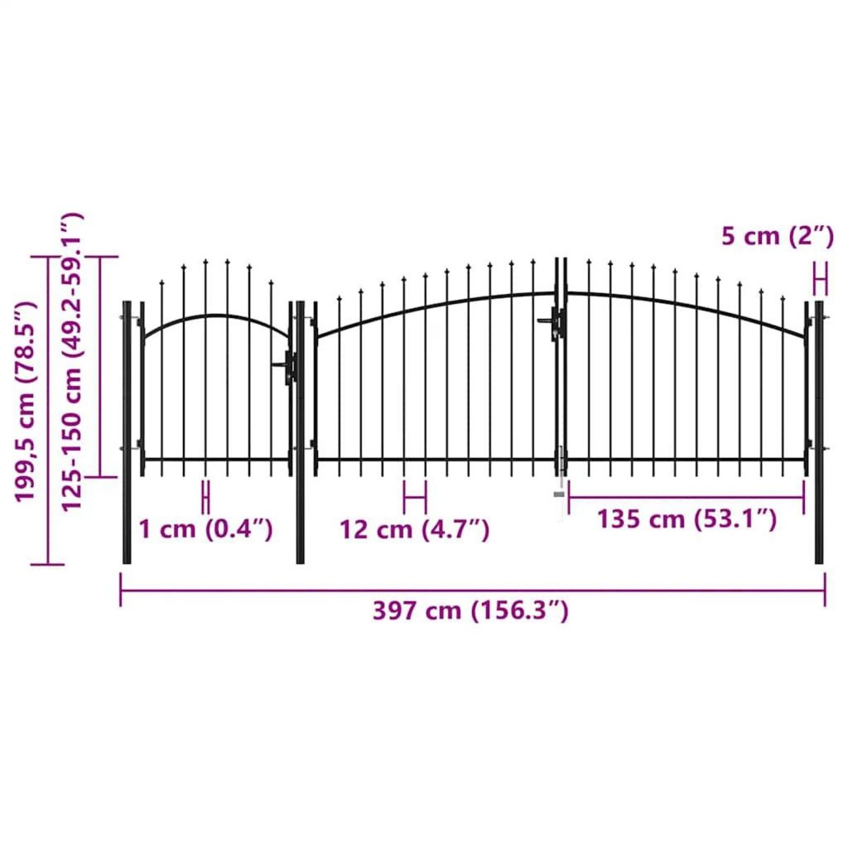 VIDAXL Portail de jardin Acier 2 x 4 m Noir