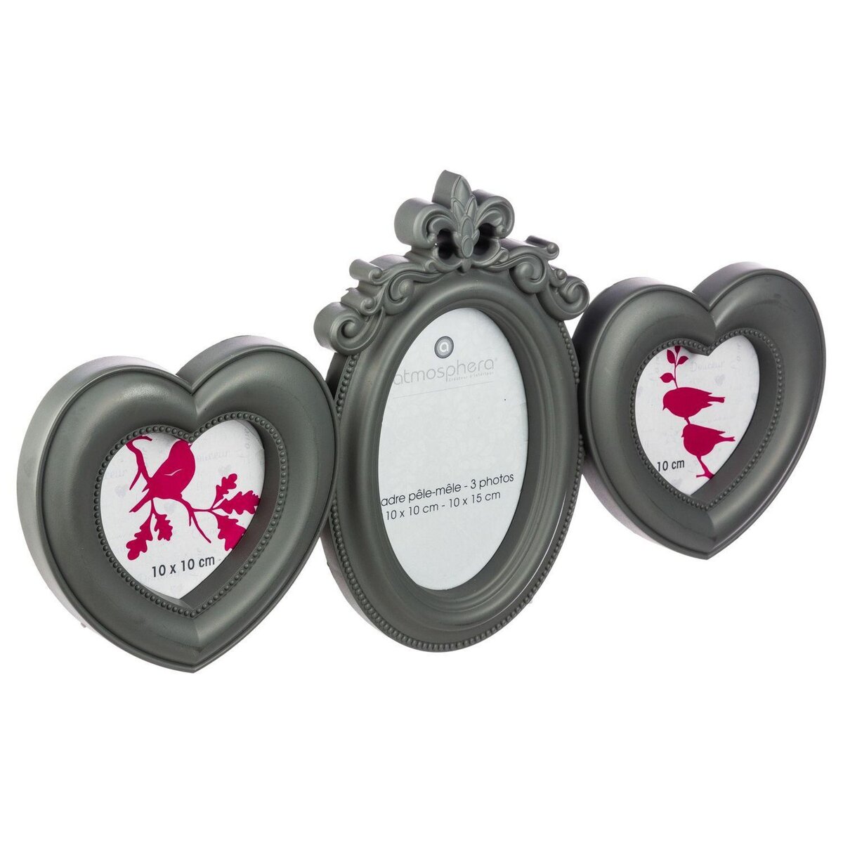ATMOSPHERA Pêle-mêle 3 Photos Romance - 43 x 23 cm - Gris
