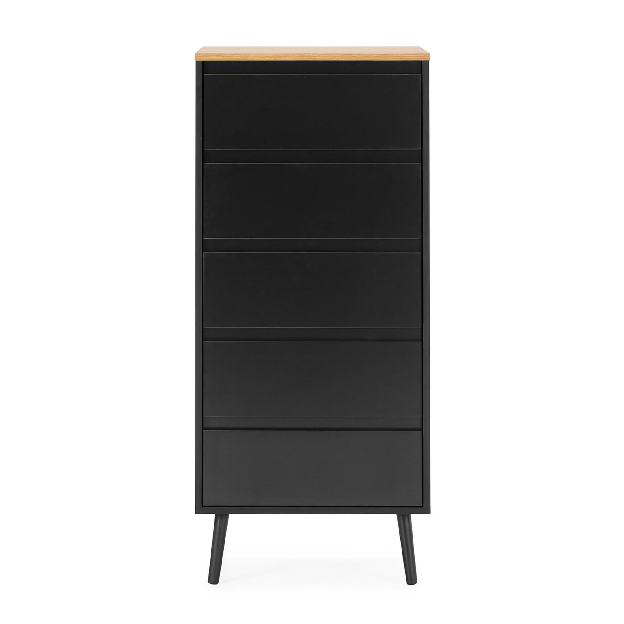 Voir la diapositive 4 : VS VENTA-STOCK Commode haute Desi 5 tiroirs couleur Noir