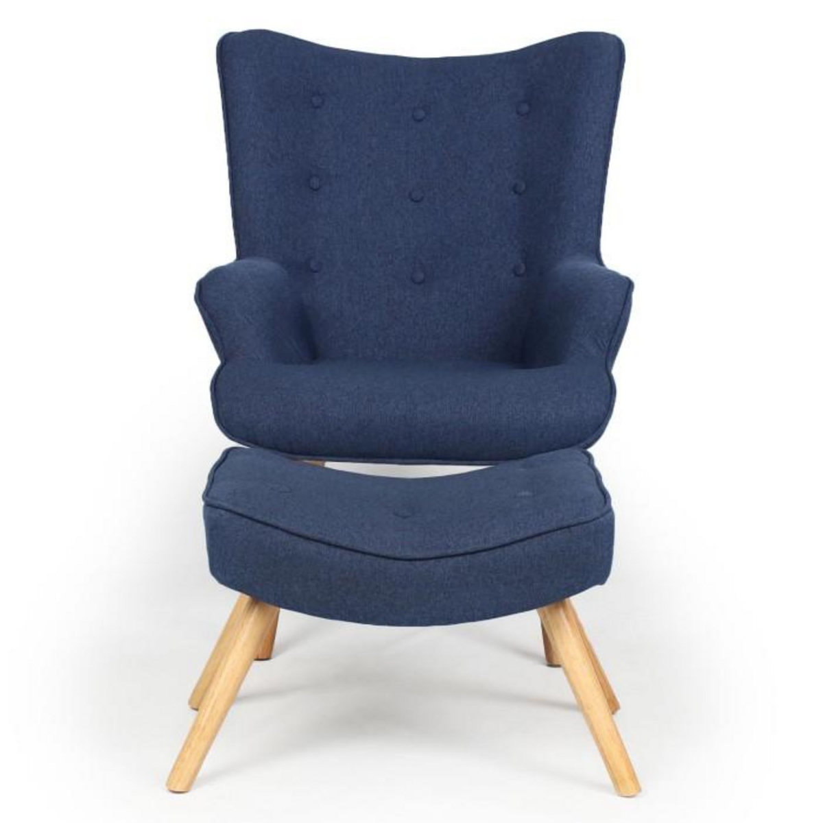 Paris Prix Fauteuil & Pouf Scandinave  Orle  98cm Bleu